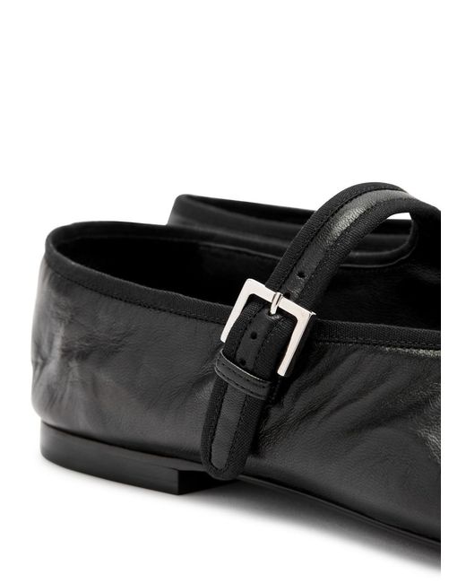 The Row Black Boheme Leather Mary Jane Flats