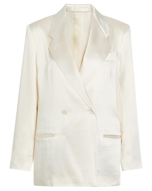 Giuliva Heritage Natural The Anna Double-Breasted Satin Blazer