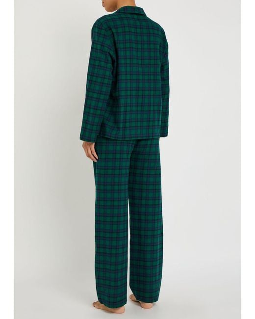 Eberjey Green Plaid Flannel Pyjama Set