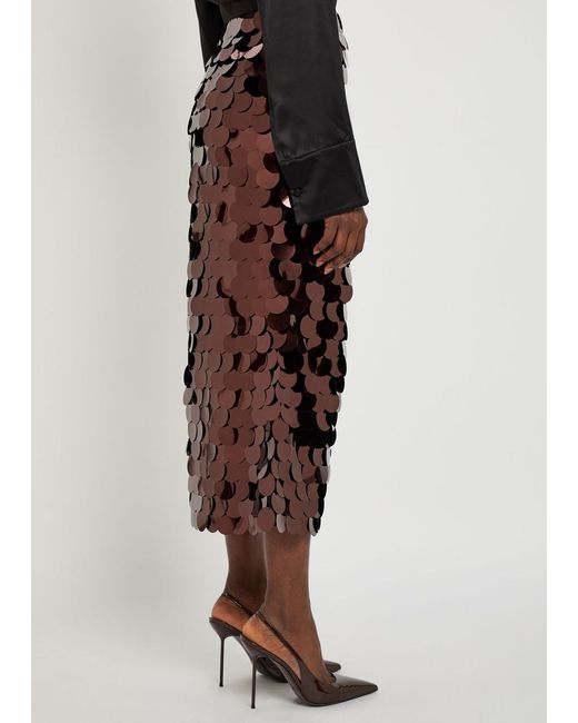 Roksanda Brown Halin Embellished Midi Mesh Skirt