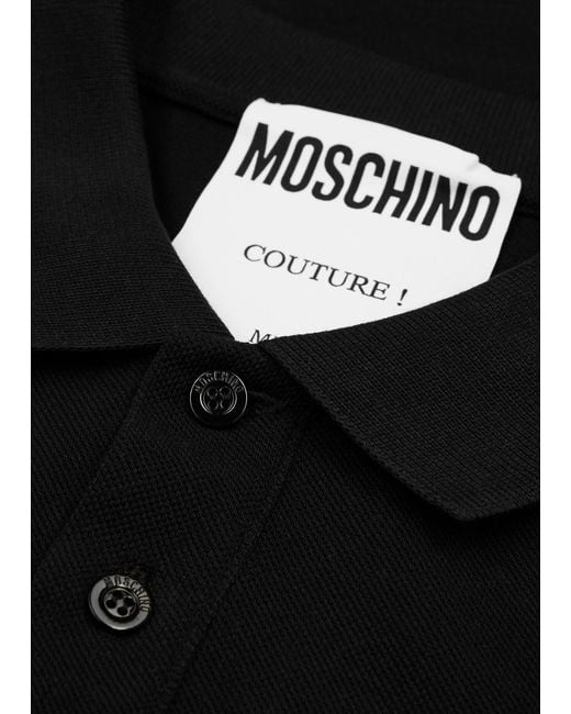 Moschino Black Logo Piqué Cotton Polo Shirt for men
