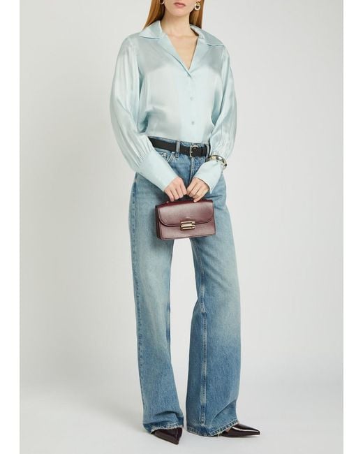 Anine Bing Blue Bethany Silk-Blend Shirt