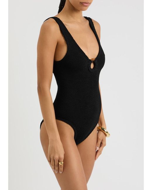 Hunza G Black Celine Seersucker Swimsuit