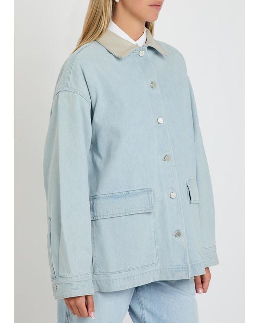 Agolde Blue X Maria Mcmanus Leather-Trim Denim Jacket