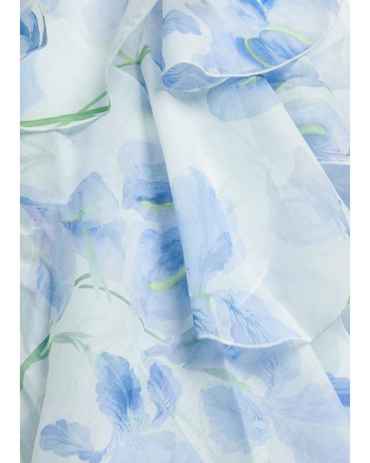 Aje. Blue Pandorea Ruffled Chiffon Maxi Dress