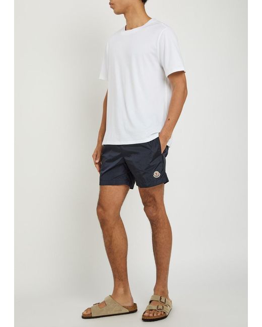 Moncler Blue Logo Shell Swim Shorts for men