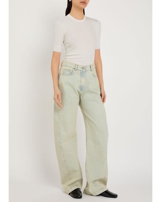 Calvin Klein White Aubriella Ribbed Stretch-Cotton T-Shirt
