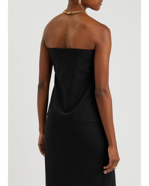 AEXAE Black Strapless Woven Top