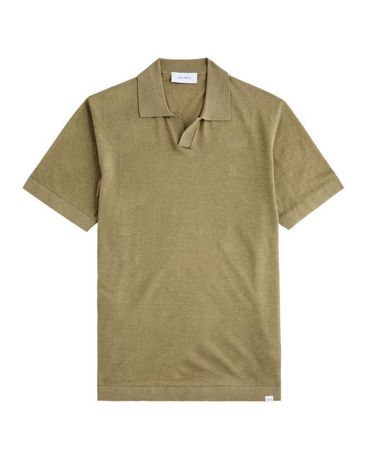 Les Deux Green Emmanuel Linen-Blend Polo Shirt for men