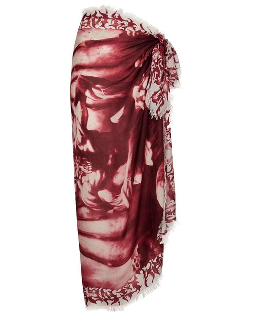 Jean Paul Gaultier Red Diablo Printed Modal-blend Sarong