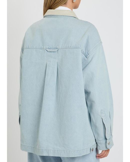 Agolde Blue X Maria Mcmanus Leather-Trim Denim Jacket