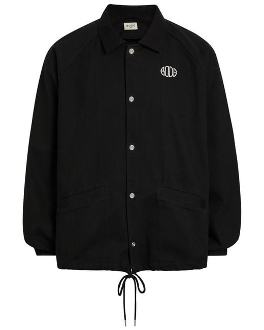 Bode Black Logo-Embroidered Cotton-Twill Track Jacket for men