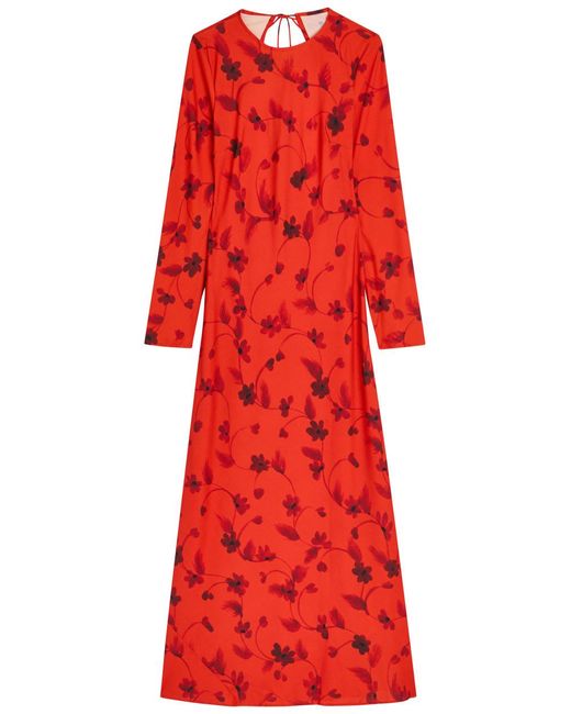 Faithfull The Brand Red Mesa Floral-Print Maxi Dress