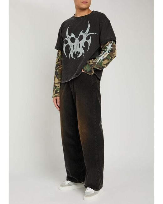 Chew Forever Roach Layered Long Sleeve Cotton T-Shirt in Black for