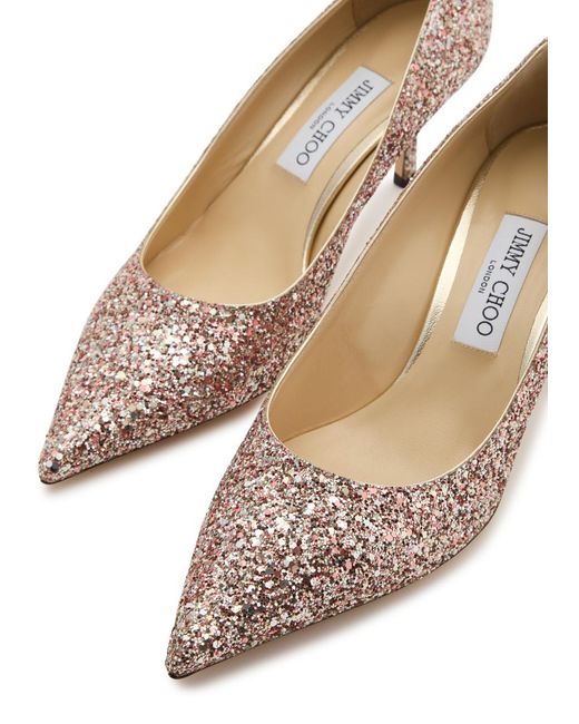 Jimmy Choo Brown Love 65 Glittered Pumps