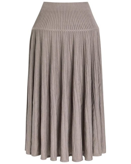Alaïa Brown Crinoline Ribbed Structured Wool-Blend Midi Skirt