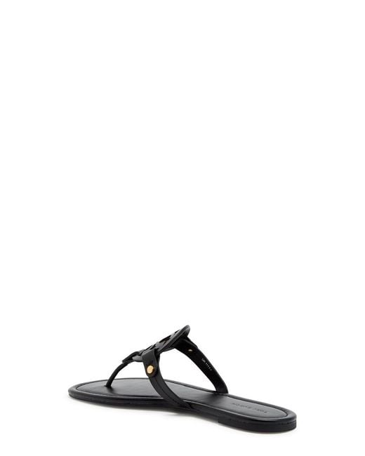 Tory Burch Black Miller Logo Leather Thong Sandals