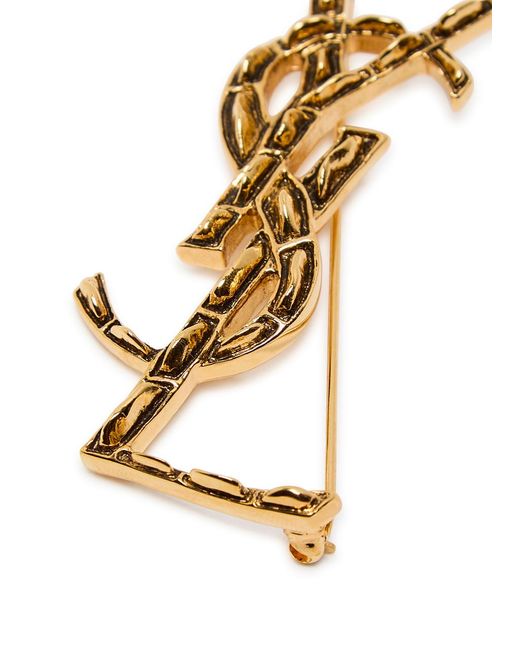 Saint Laurent Metallic Opyum Sculpted Metal Brooch