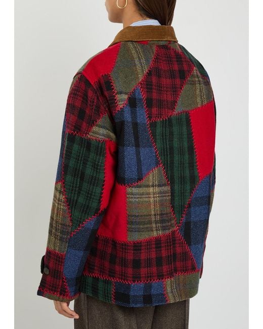 Polo Ralph Lauren Red Patchwork Wool-Blend Jacket