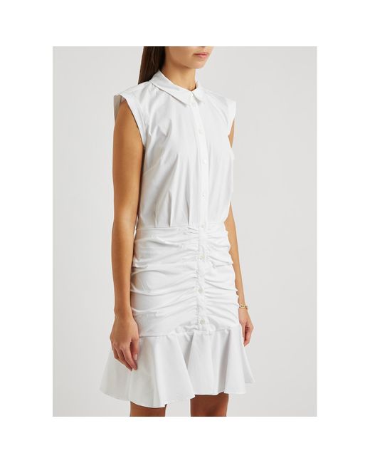Veronica Beard White Bell Stretch-Cotton Shirt Dress