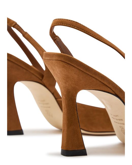 Stuart Weitzman Brown Vinnie 85 Suede Slingback Pumps