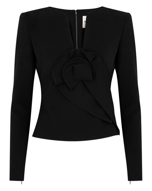 Roland Mouret Black Floral Cady Top