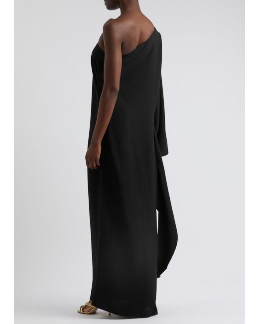 ‎Taller Marmo Black Balear One-Shoulder Draped Maxi Dress