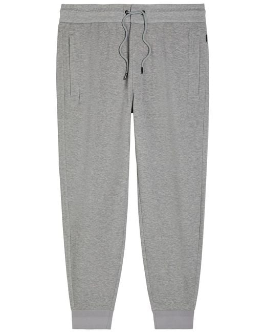 Boss Gray Slim-Leg Cotton-Blend Sweatpants for men