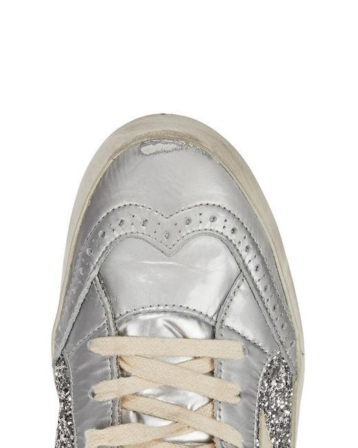 Golden Goose Deluxe Brand White Mid Star Panelled Glittered Sneakers
