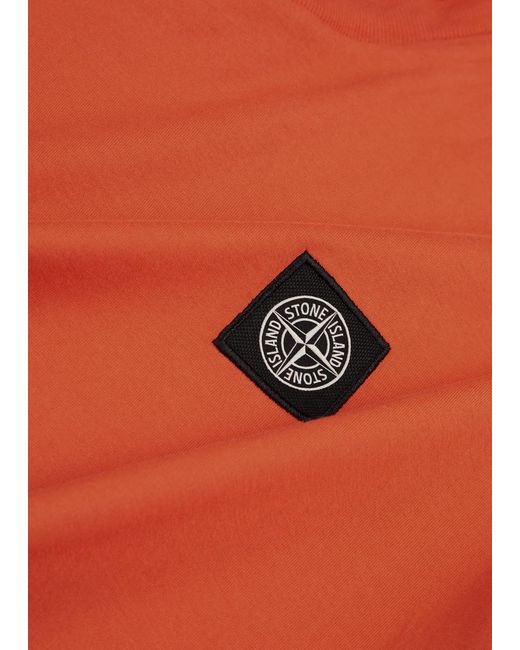 Stone Island Orange Logo Cotton T-shirt for men