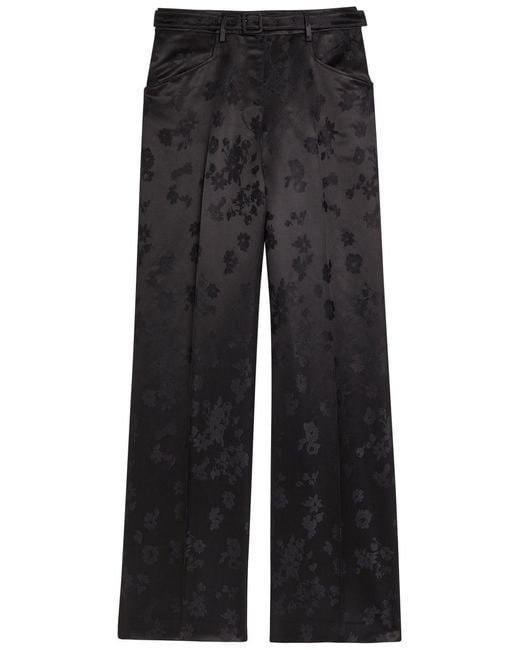 Gabriela Hearst Black Norman Floral-Jacquard Silk Trousers