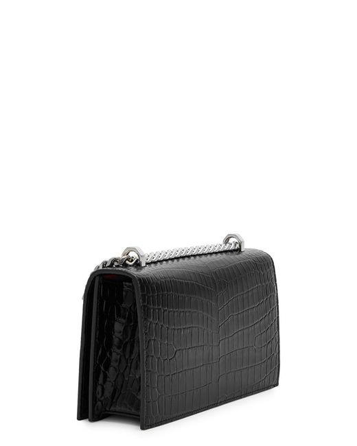 Alexander McQueen Black The Jewelled Satchel Leather Shoulder Bag
