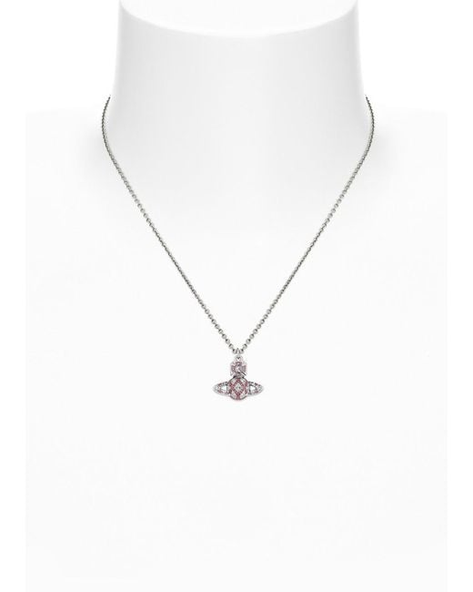 Vivienne Westwood White Rachelle Bas Relief Crystal-Embellished Orb Necklace