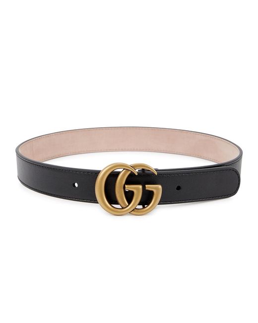 Gucci Black Kids Gg Leather Belt for men