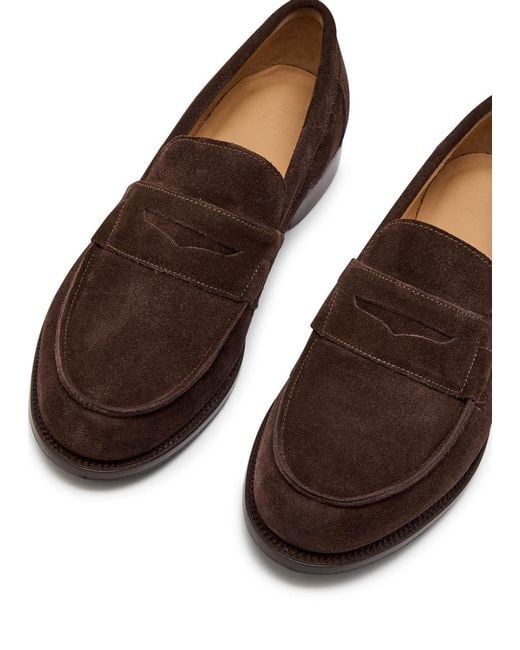 GRENSON Brown Epsom Suede Loafers for men