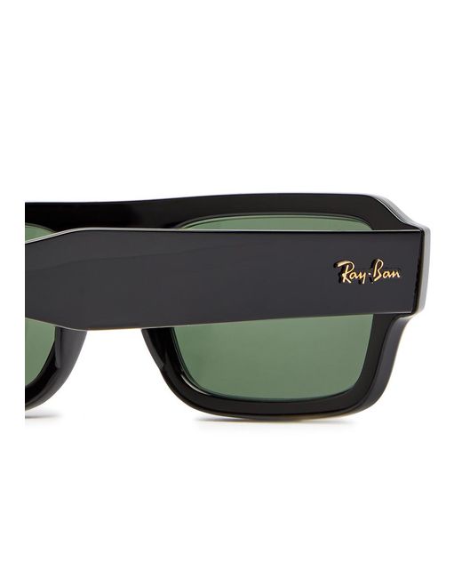 Ray-Ban Black Lukas Rectangle-Frame Sunglasses for men