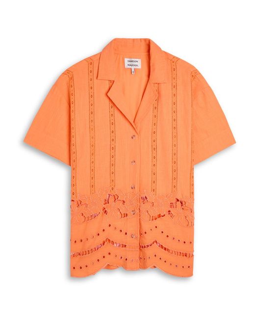 Damson Madder Orange Martina Embroidered Cotton-Blend Shirt
