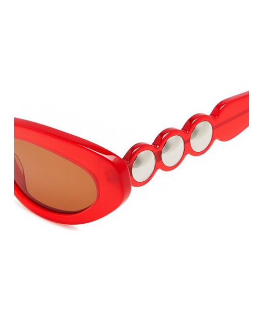Alaïa Red Alaïa Oval-frame Sunglasses