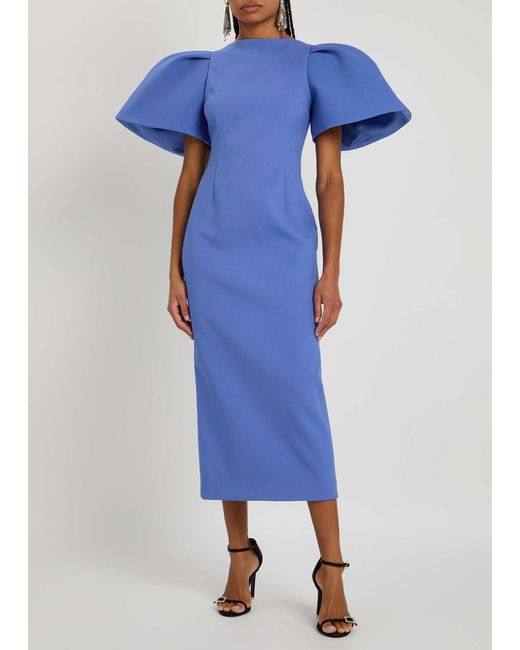 Solace London Blue Lora Crepe Midi Dress