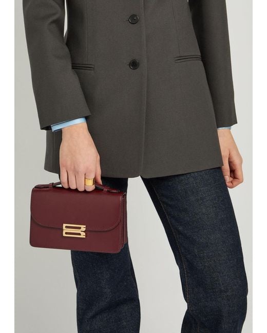 Victoria Beckham Purple Dorian Mini Grained-Leather Top Handle Bag