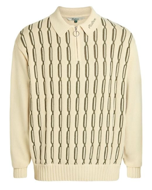 Malbon Natural Links Patterned Cotton-Blend Polo Jumper for men