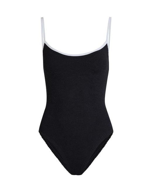 Hunza G Blue Pamela Contrast Crinkle Swimsuit