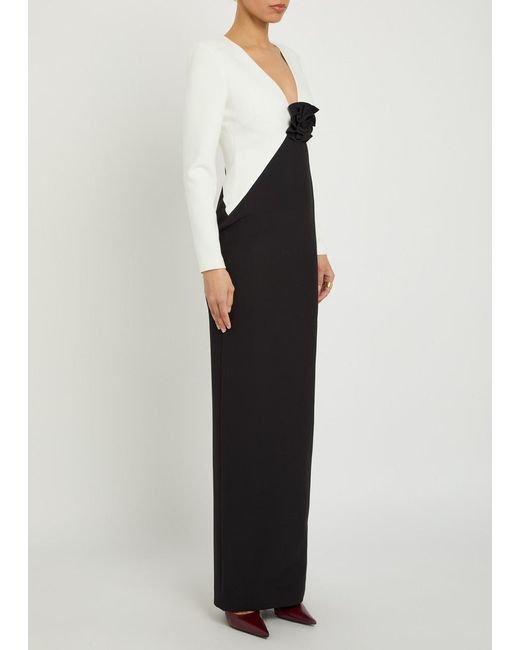 Roland Mouret Black Colour-Blocked Crepe Maxi Dress