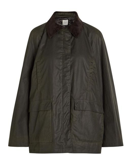 Totême Black Corduroy-Trimmed Waxed Cotton Jacket