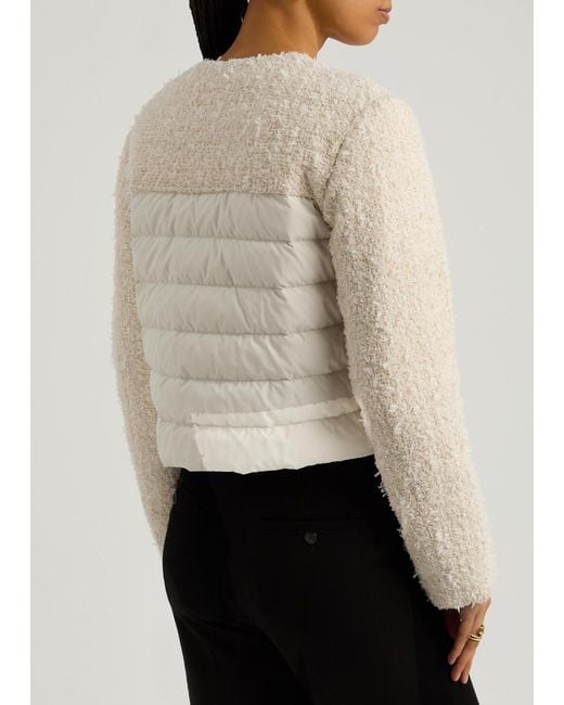 Moncler Natural Dauphin Logo Tweed And Shell Jacket