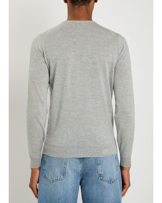 John Smedley Gray Lundy Fine-Knit Merino Wool Jumper for men