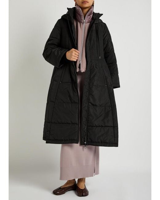 High Black Scuttle Hooded Quilted Shell Parka