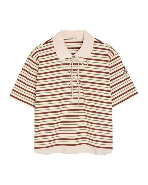 Moncler Natural Striped Cotton Polo Shirt