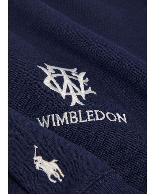Polo Ralph Lauren Blue Embroidered Cotton-Blend Polo Sweatshirt