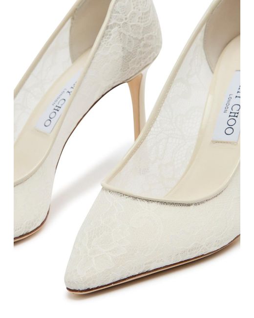 Jimmy Choo White Romy 85 Lace Pumps